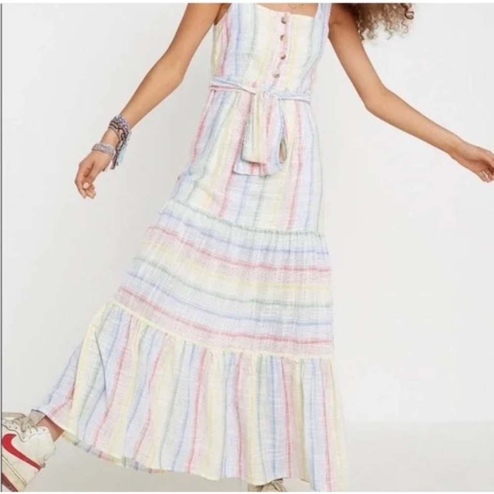 Urban Outfitters Pastel Striped Sleeveless Maxi Dress